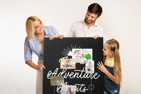 Memobord van kurk met opdruk Tijd voor een avontuur in het donker
