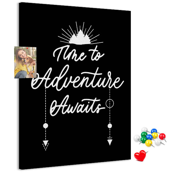 Memobord van kurk met opdruk Tijd voor een avontuur in het donker