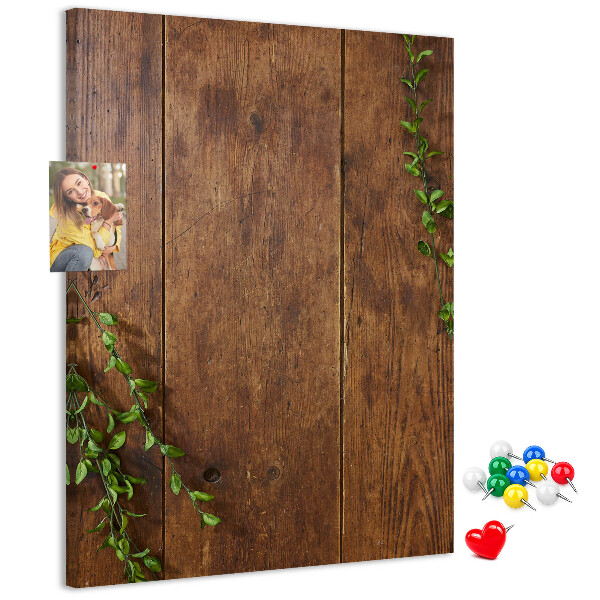 Kurk bedrukken met rustiek hout en groene takken