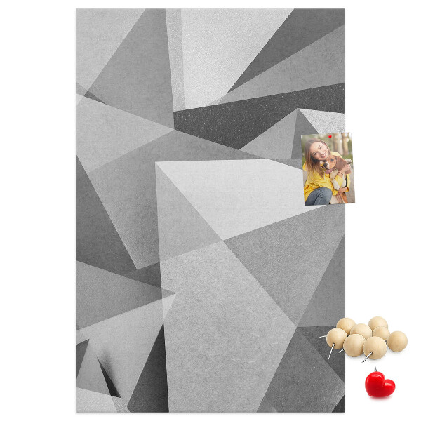 Kurken prikbord met abstract grijs patroon met driehoeken
