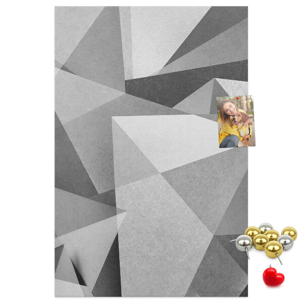Kurken prikbord met abstract grijs patroon met driehoeken