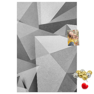 Kurken prikbord met abstract grijs patroon met driehoeken