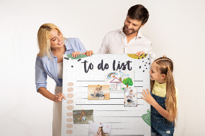 Kurken prikbord met een print van kleurrijke bladeren op een takenlijst