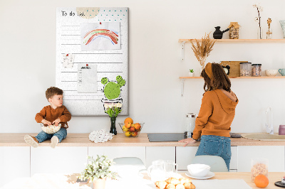Kurken memobord met een cactus in een pot als to-do-lijst