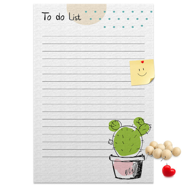Kurken memobord met een cactus in een pot als to-do-lijst