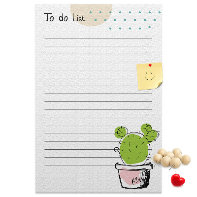 Kurken memobord met een cactus in een pot als to-do-lijst
