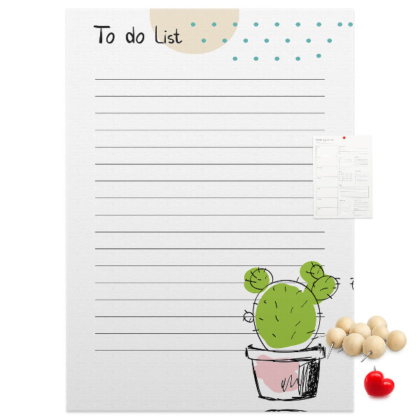 Kurken memobord met een cactus in een pot als to-do-lijst