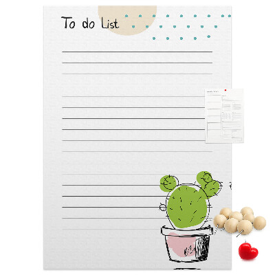 Kurken memobord met een cactus in een pot als to-do-lijst