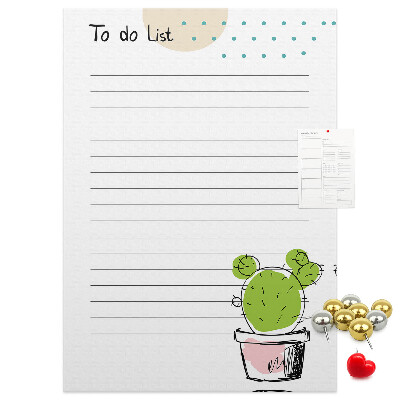 Kurken memobord met een cactus in een pot als to-do-lijst