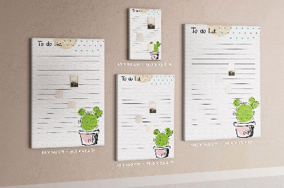 Kurken memobord met een cactus in een pot als to-do-lijst