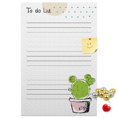 Kurken memobord met een cactus in een pot als to-do-lijst