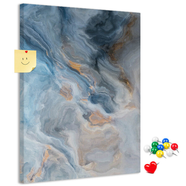 Prikbord van kurk met abstract patroon in blauwe tinten