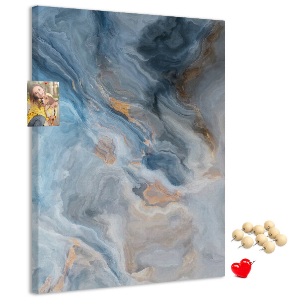 Prikbord van kurk met abstract patroon in blauwe tinten
