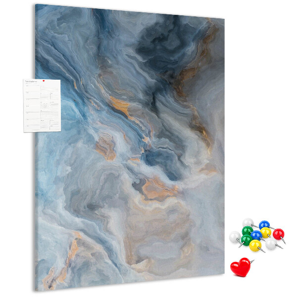 Prikbord van kurk met abstract patroon in blauwe tinten