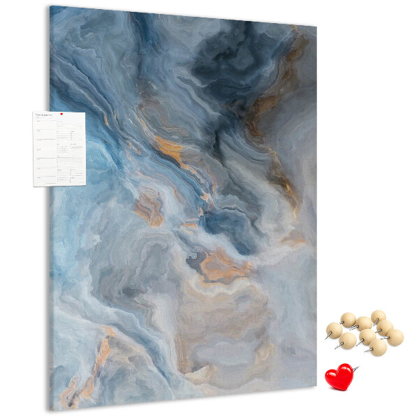 Prikbord van kurk met abstract patroon in blauwe tinten