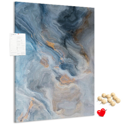 Prikbord van kurk met abstract patroon in blauwe tinten