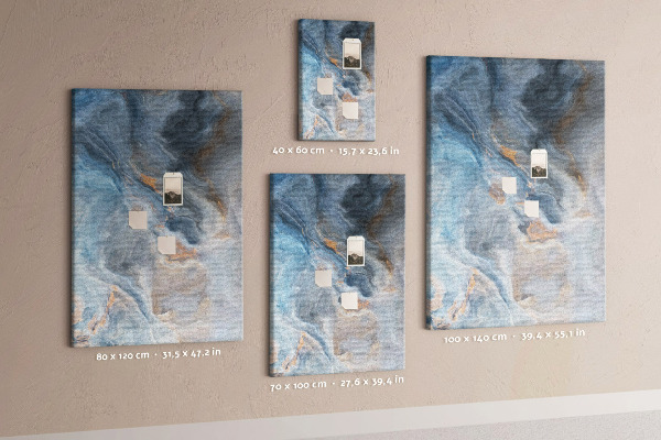 Prikbord van kurk met abstract patroon in blauwe tinten
