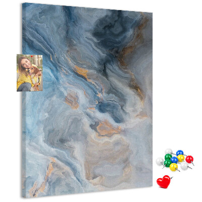 Prikbord van kurk met abstract patroon in blauwe tinten