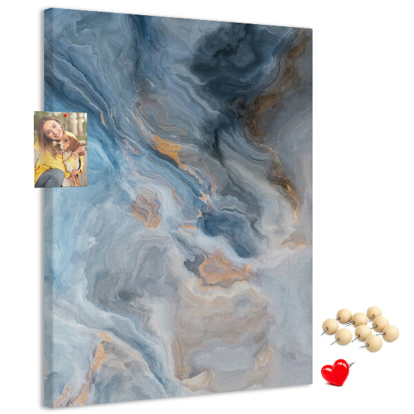 Prikbord van kurk met abstract patroon in blauwe tinten