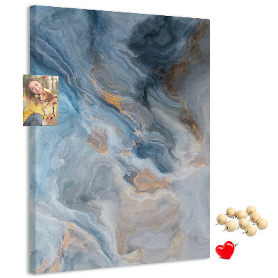 Prikbord van kurk met abstract patroon in blauwe tinten