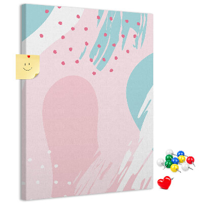 Prikbord van kurk met abstracte stippen in pastelkleuren