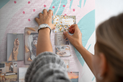 Prikbord van kurk met abstracte stippen in pastelkleuren