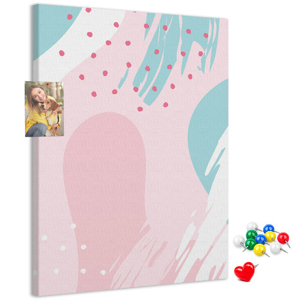Prikbord van kurk met abstracte stippen in pastelkleuren