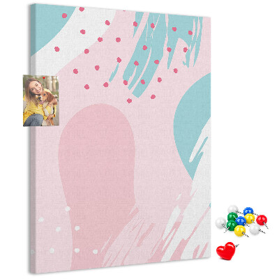 Prikbord van kurk met abstracte stippen in pastelkleuren