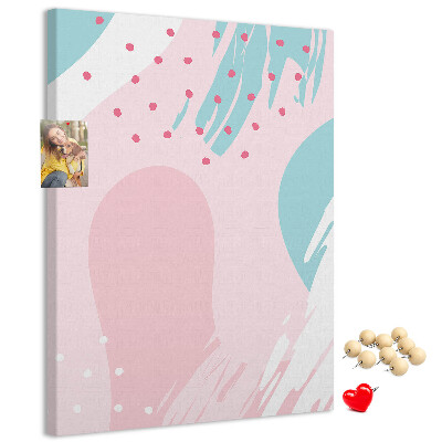 Prikbord van kurk met abstracte stippen in pastelkleuren