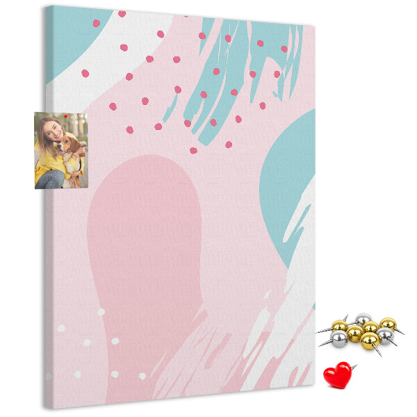 Prikbord van kurk met abstracte stippen in pastelkleuren