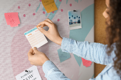 Prikbord van kurk met abstracte stippen in pastelkleuren