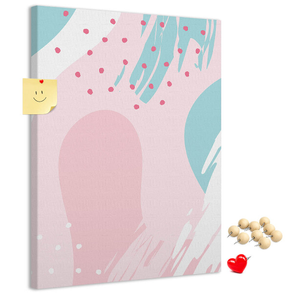 Prikbord van kurk met abstracte stippen in pastelkleuren