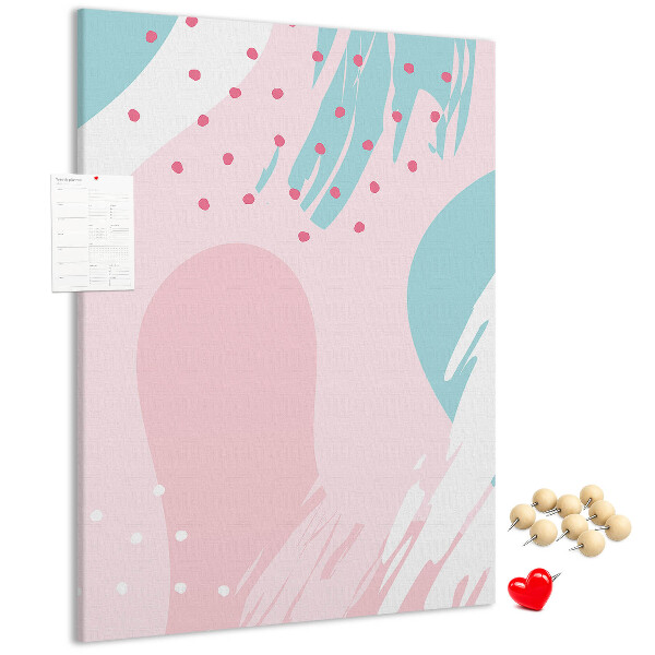 Prikbord van kurk met abstracte stippen in pastelkleuren