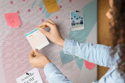 Prikbord van kurk met abstracte stippen in pastelkleuren