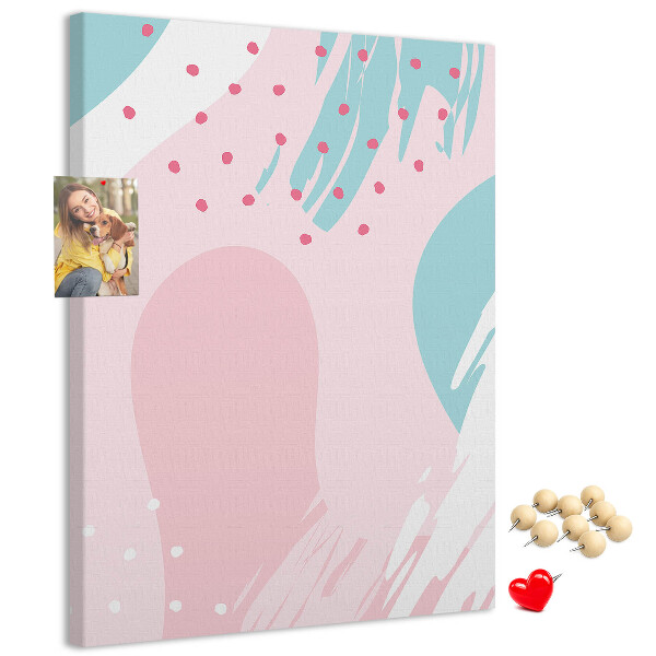 Prikbord van kurk met abstracte stippen in pastelkleuren