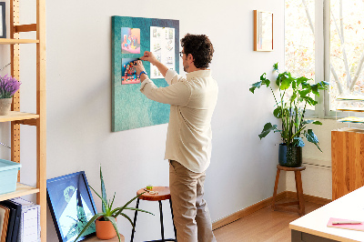 Kurken prikbord met abstract patroon in blauwe tinten