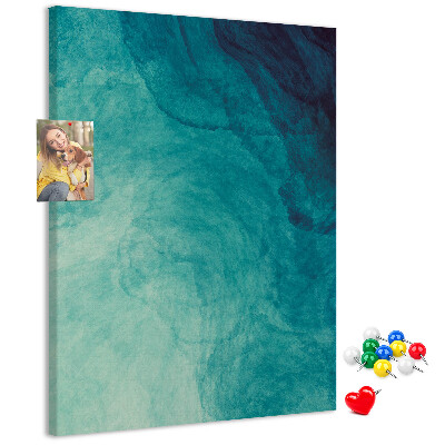 Kurken prikbord met abstract patroon in blauwe tinten