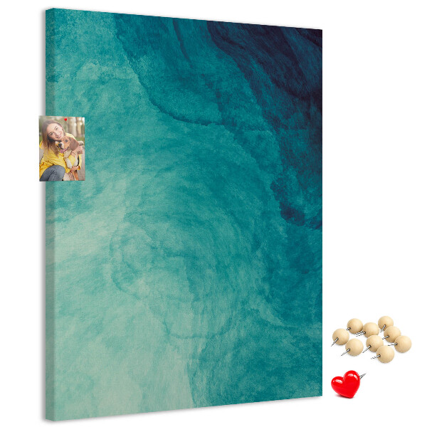 Kurken prikbord met abstract patroon in blauwe tinten