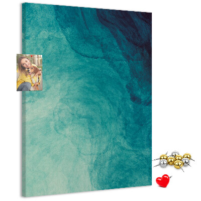 Kurken prikbord met abstract patroon in blauwe tinten