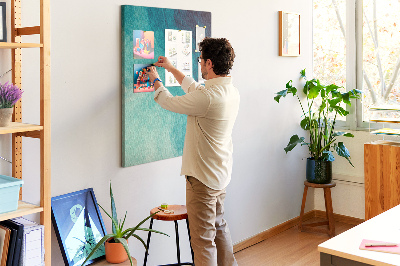 Kurken prikbord met abstract patroon in blauwe tinten