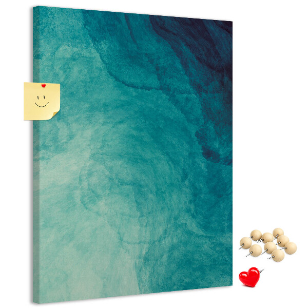 Kurken prikbord met abstract patroon in blauwe tinten