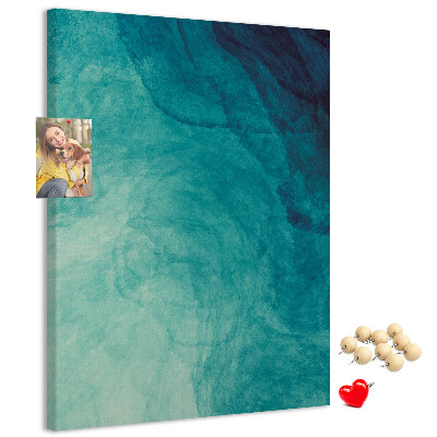 Kurken prikbord met abstract patroon in blauwe tinten