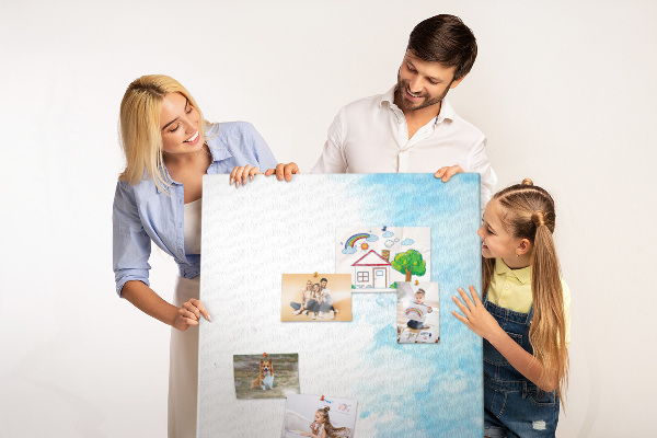 Kurk bedrukken fijne blauwe aquarelverf op canvas