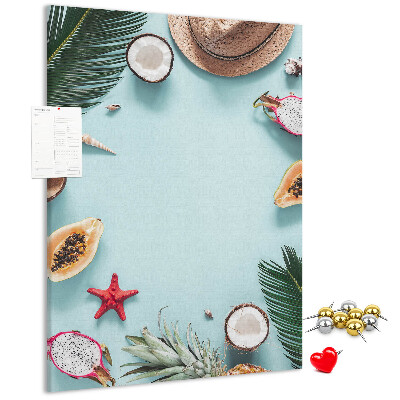 Kurk met bedrukking tropische vruchten en accenten uit de zee