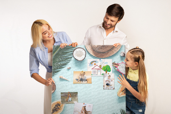 Kurk met bedrukking tropische vruchten en accenten uit de zee
