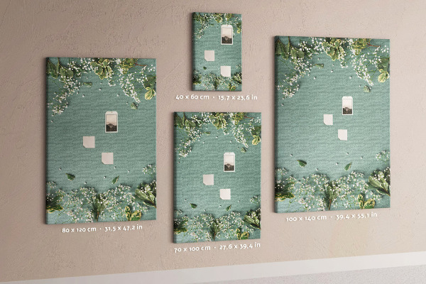 Kurk bedrukken met een groene achtergrond voorzien van delicate bloemen en bladeren