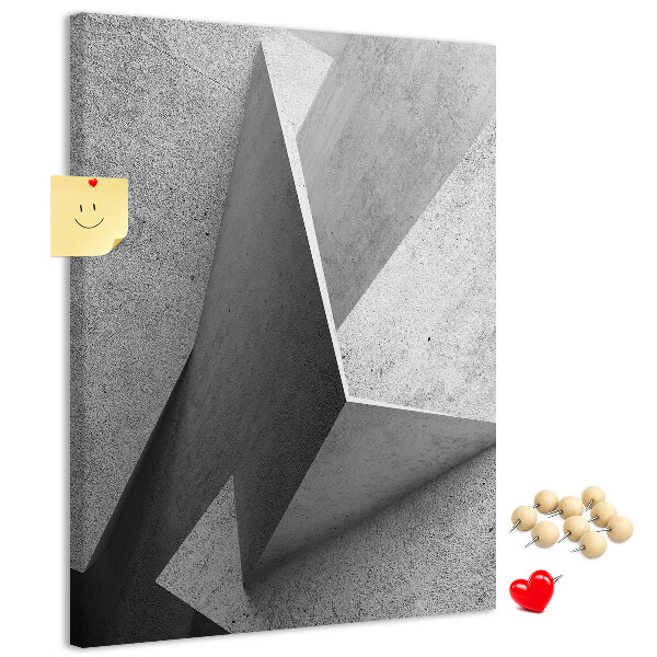 Prikbord van kurk met betongeometrie in grijstinten
