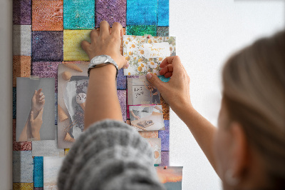 Kurk bedrukken kleurrijke houten vierkantjes in een mozaïek