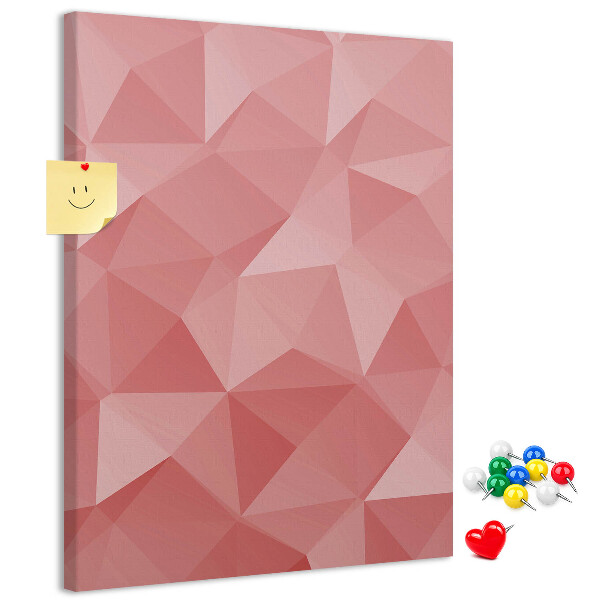 Kurken memobord met abstract roze geometrisch driehoekspatroon