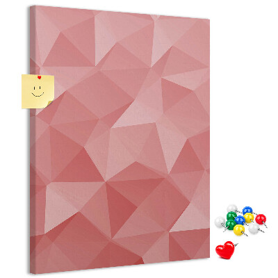 Kurken memobord met abstract roze geometrisch driehoekspatroon